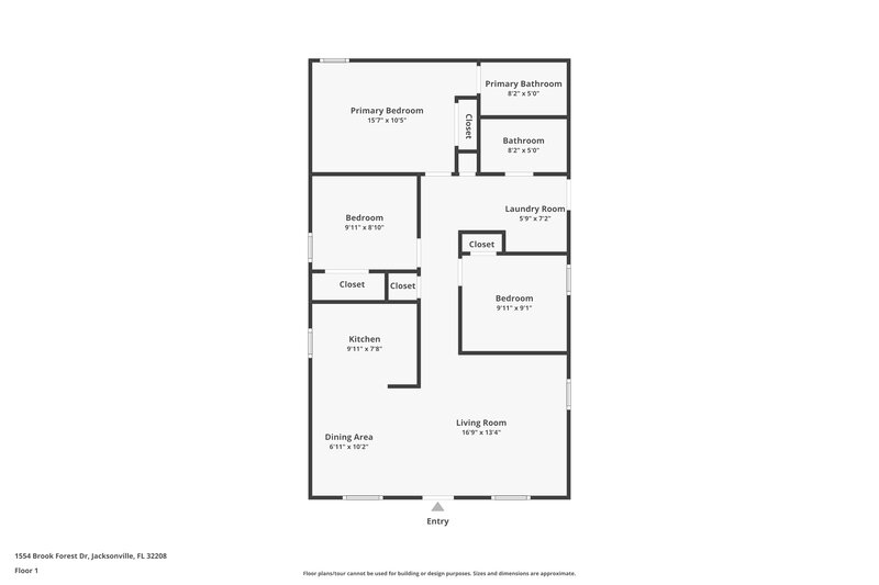 1,170/Mo, 1554 Brook Forest Dr Jacksonville, FL 32208 Floor Plan View