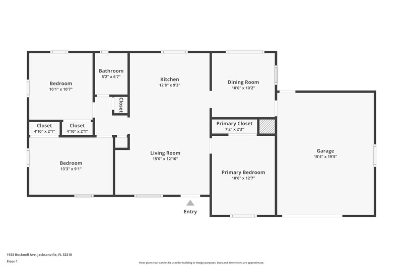 1,255/Mo, 1923 Bucknell Ave Jacksonville, FL 32218 Floorplan View