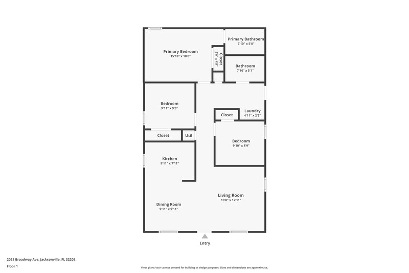 1,220/Mo, 2021 Broadway Ave Jacksonville, FL 32209 Floor Plan View