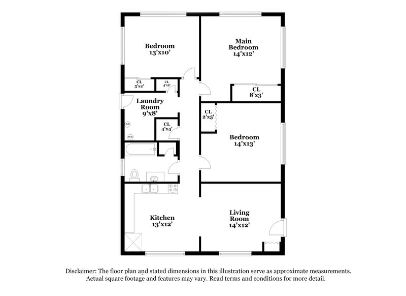 1,160/Mo, 2332 W 17th St Jacksonville, FL 32209 Floor Plan View