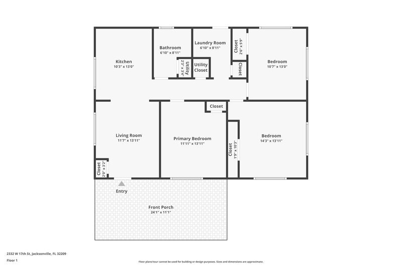 1,170/Mo, 2332 W 17th St Jacksonville, FL 32209 Floor Plan View