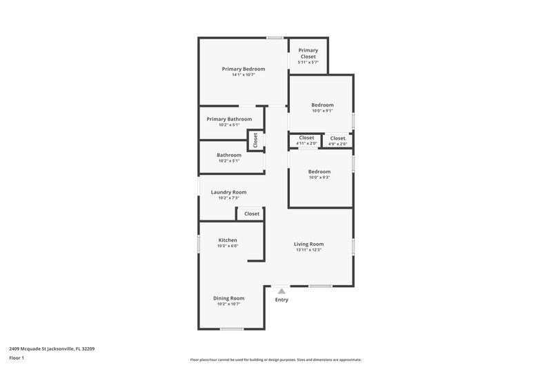 1,660/Mo, 2409 McQuade St Jacksonville, FL 32209 Floor Plan View