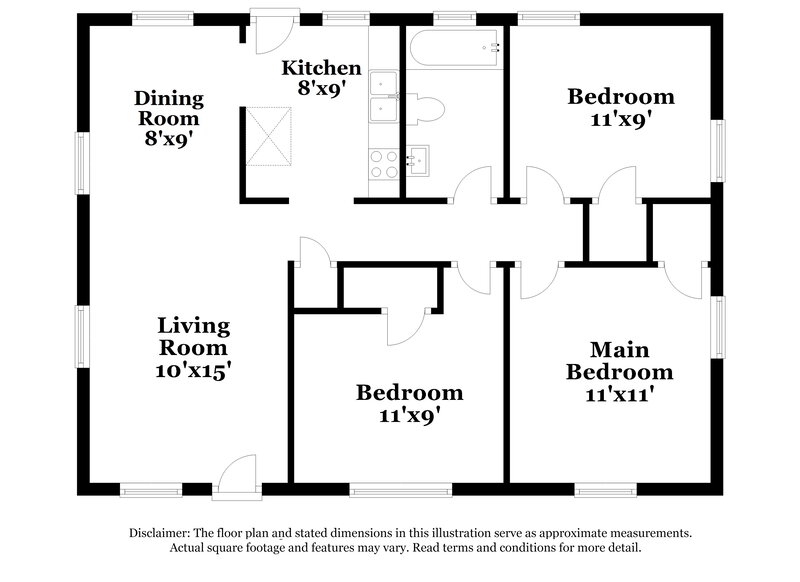 1,370/Mo, 2969 Myra St Jacksonville, FL 32205 Floor Plan View