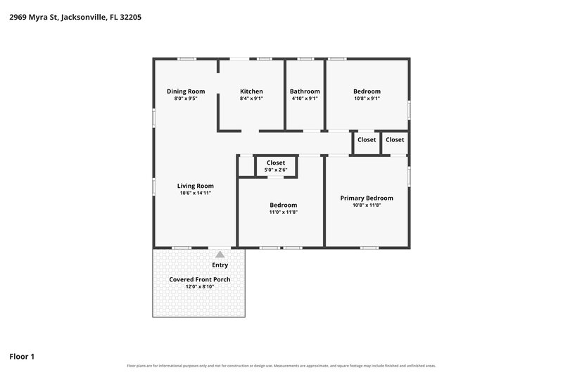 0/Mo, 2969 Myra St Jacksonville, FL 32205 Floor Plan View