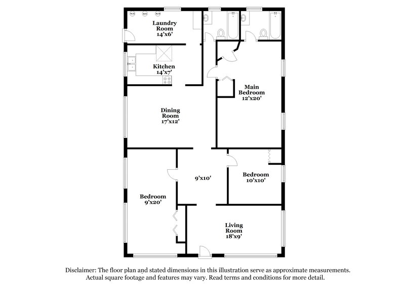 1,205/Mo, 3716 Ionia St Jacksonville, FL 32206 Floor Plan View
