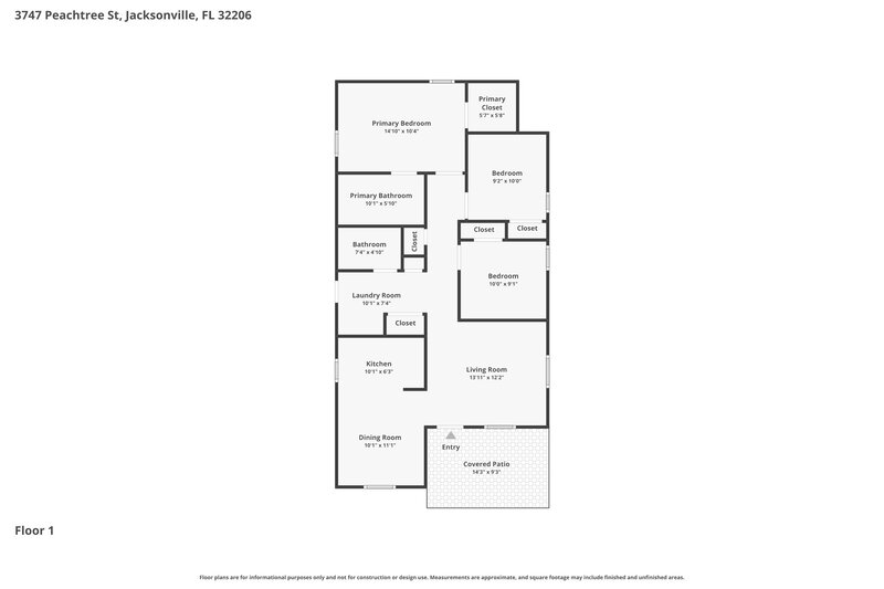 1,395/Mo, 3747 Peachtree St Jacksonville, FL 32206 Floor Plan View