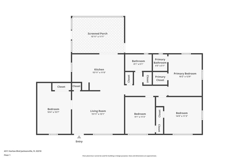 1,525/Mo, 4311 Harlow Blvd Jacksonville, FL 32210 Floor Plan View