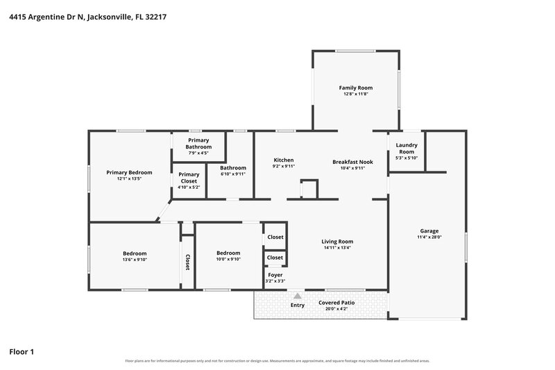 1,745/Mo, 4415 Argentine Dr N Jacksonville, FL 32217 Floor Plan View