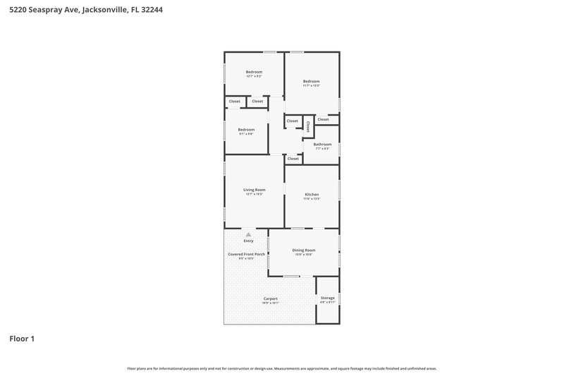 0/Mo, 5220 Seaspray Ave Jacksonville, FL 32244 Floor Plan View