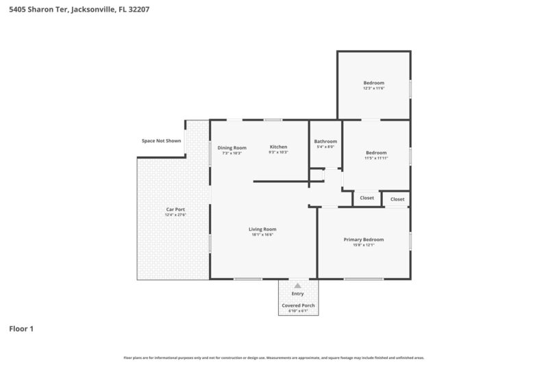 1,510/Mo, 5405 Sharon Ter Jacksonville, FL 32207 Floorplan View