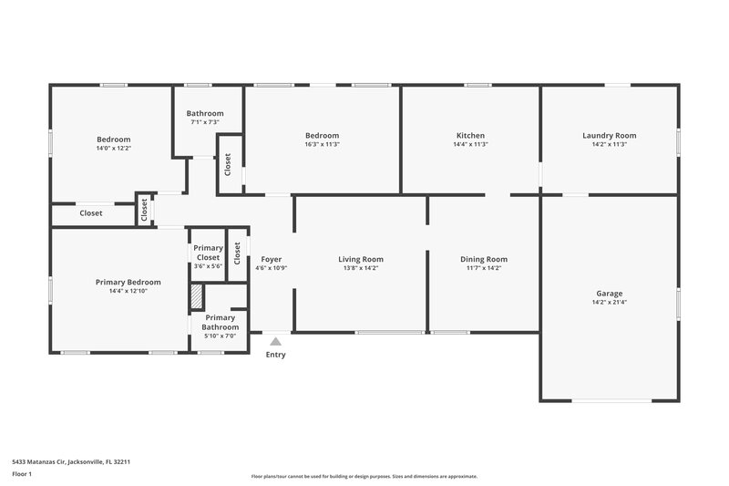 1,725/Mo, 5433 Matanzas Cir Jacksonville, FL 32211 Floor Plan View