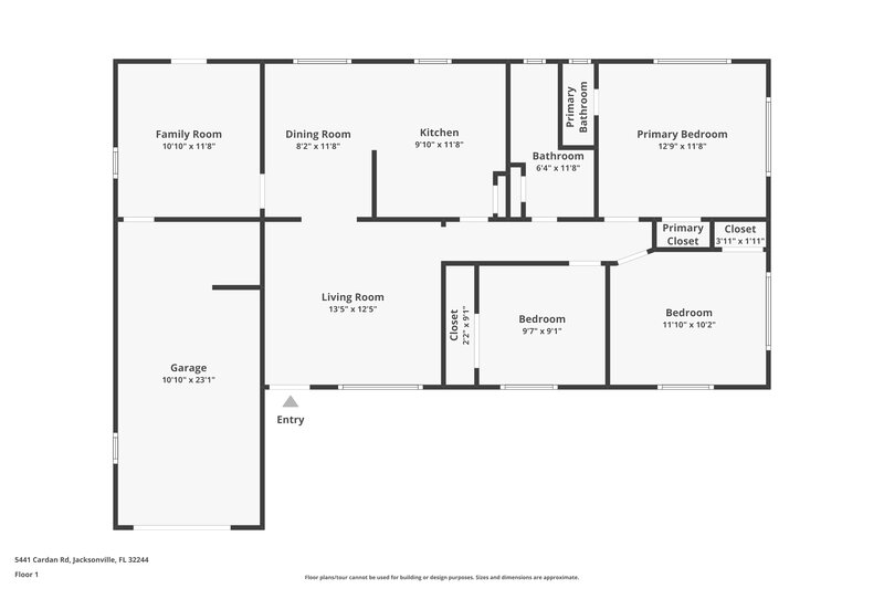 1,385/Mo, 5441 Cardan Rd Jacksonville, FL 32244 Floor Plan View