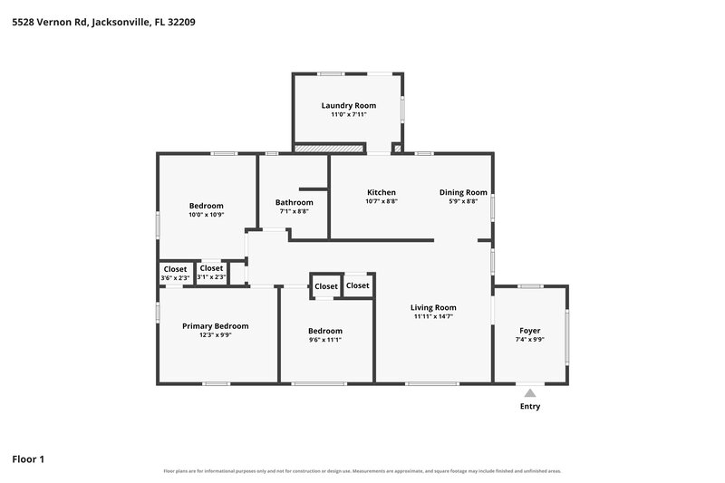 1,220/Mo, 5528 Vernon Rd Jacksonville, FL 32209 Floor Plan View