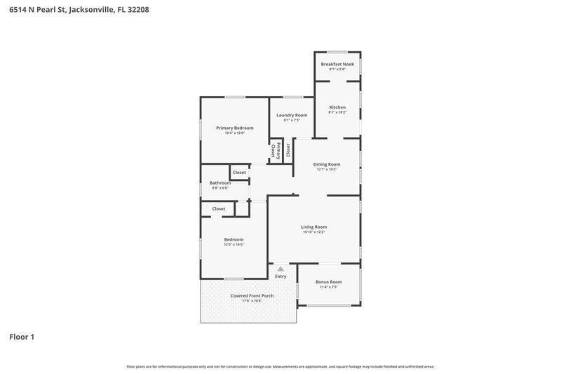 1,235/Mo, 6514 N Pearl St Jacksonville, FL 32208 Floor Plan View