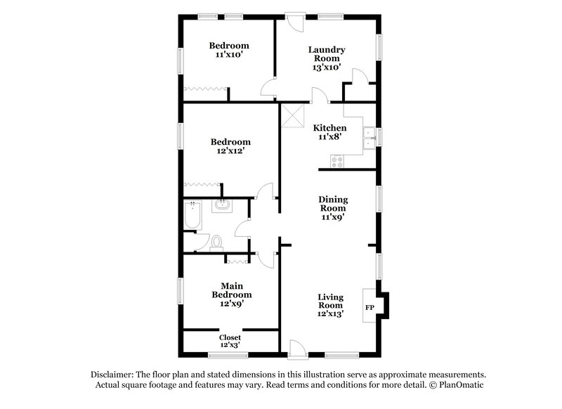 1,165/Mo, 6526 Perry St Jacksonville, FL 32208 Floorplan View