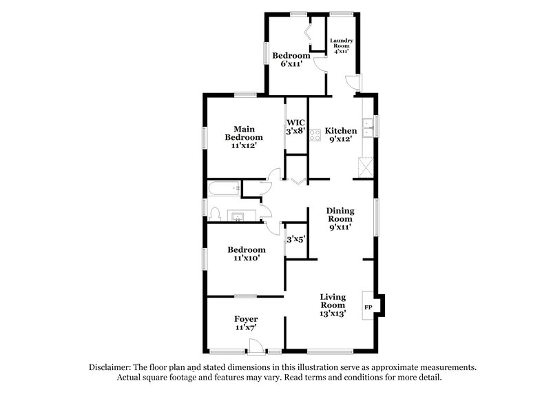 1,265/Mo, 6552 Perry St Jacksonville, FL 32208 Floor Plan View