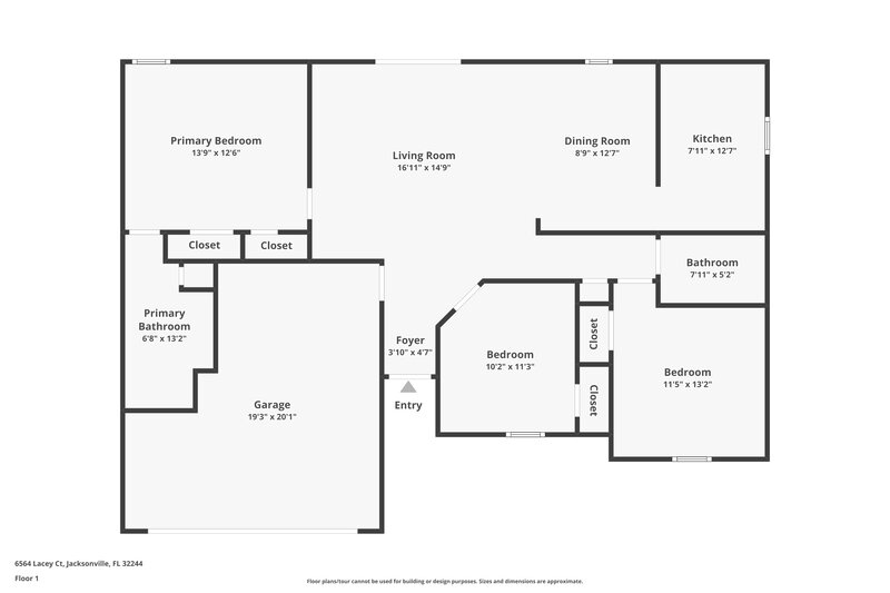 1,700/Mo, 6564 Lacey Ct Jacksonville, FL 32244 Floor Plan View