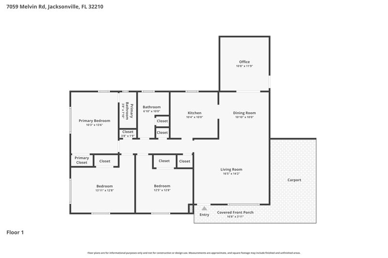 1,600/Mo, 7059 Melvin Rd Jacksonville, FL 32210 Floor Plan View
