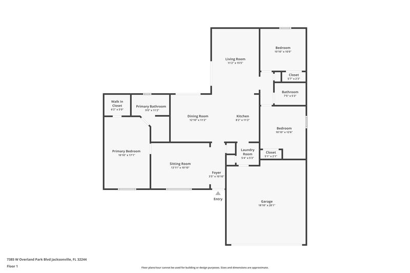1,670/Mo, 7385 Overland Park Blvd W Jacksonville, FL 32244 Floor Plan View