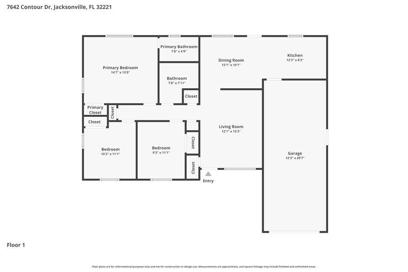 1,635/Mo, 7642 Contour Dr Jacksonville, FL 32221 Floor Plan View
