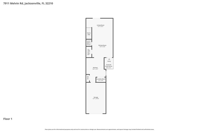 1,735/Mo, 7911 Melvin Rd Jacksonville, FL 32210 Floor Plan View