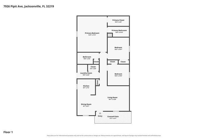 1,495/Mo, 7926 Pipit Ave Jacksonville, FL 32219 Floor Plan View
