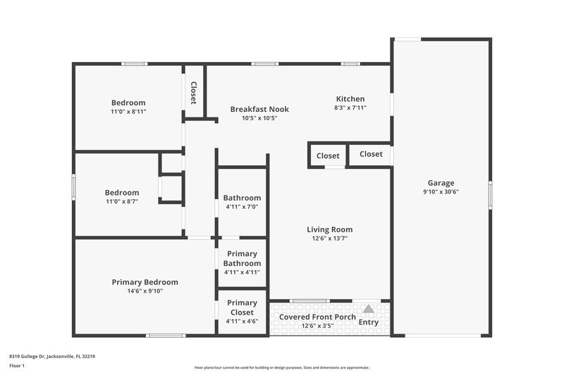 1,400/Mo, 8319 Gullege Dr Jacksonville, FL 32219 Floor Plan View