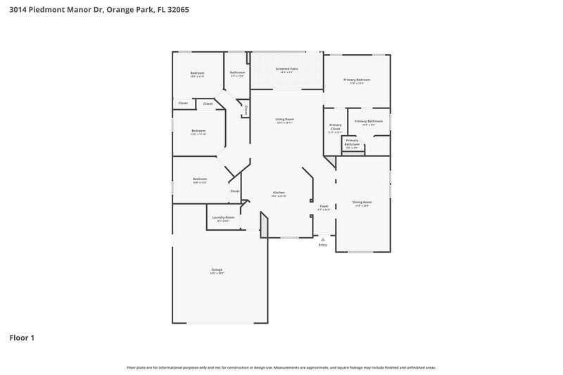 2,415/Mo, 3014 Piedmont Manor Dr Orange Park, FL 32065 Floor Plan View