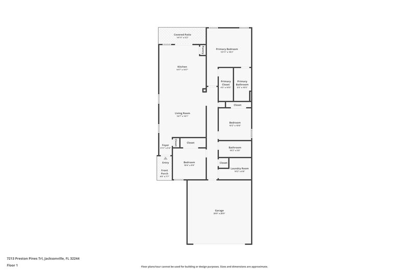 1,825/Mo, 7213 Preston Pines Trl Jacksonville, FL 32244 Floor Plan View