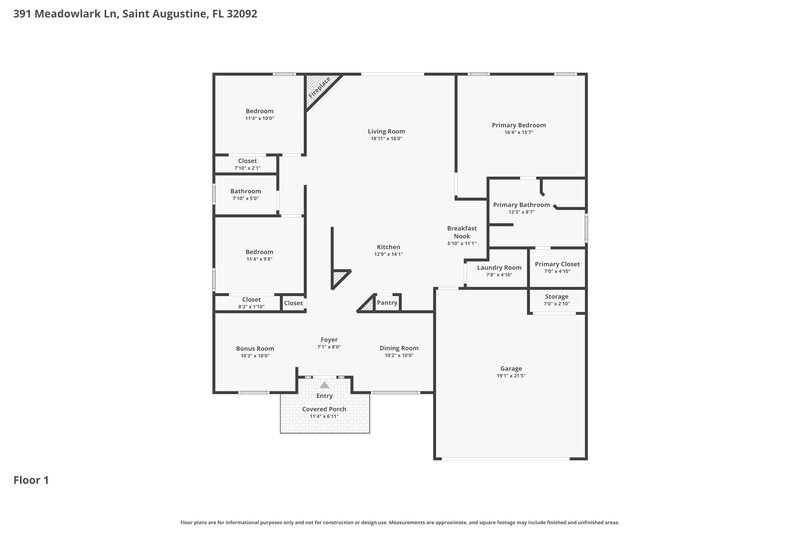 2,545/Mo, 391 Meadowlark Ln St Augustine, FL 32092 Floor Plan View