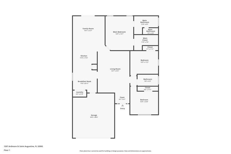 2,075/Mo, 1207 Ardmore St St Augustine, FL 32092 Floor Plan View