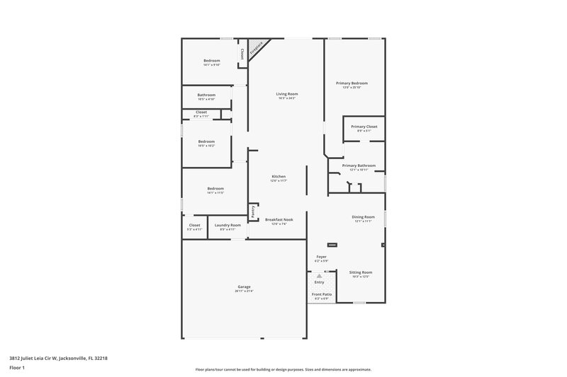 1,910/Mo, 3812 Juliet Leia Cir W Jacksonville, FL 32218 Floor Plan View