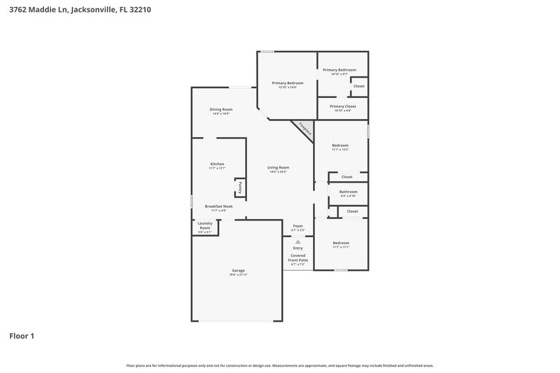 1,835/Mo, 3762 Maddie Ln Jacksonville, FL 32210 Floor Plan View