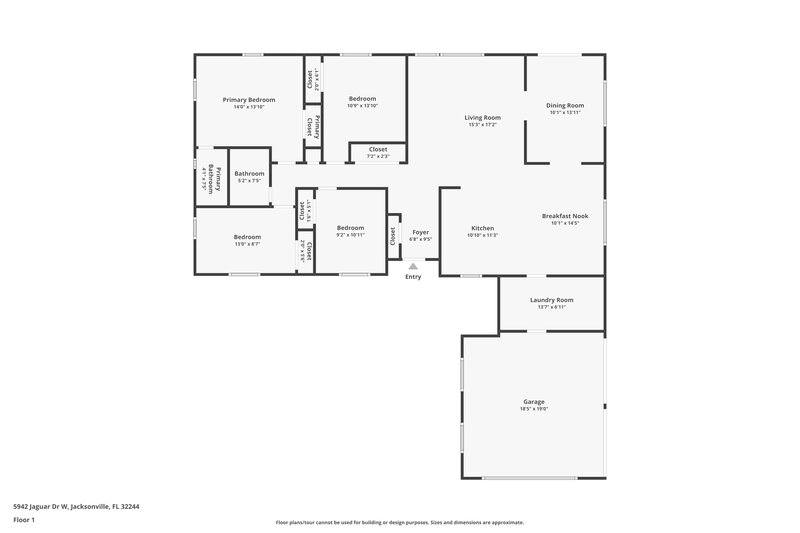 1,690/Mo, 5942 Jaguar Dr W Jacksonville, FL 32244 Floor Plan View