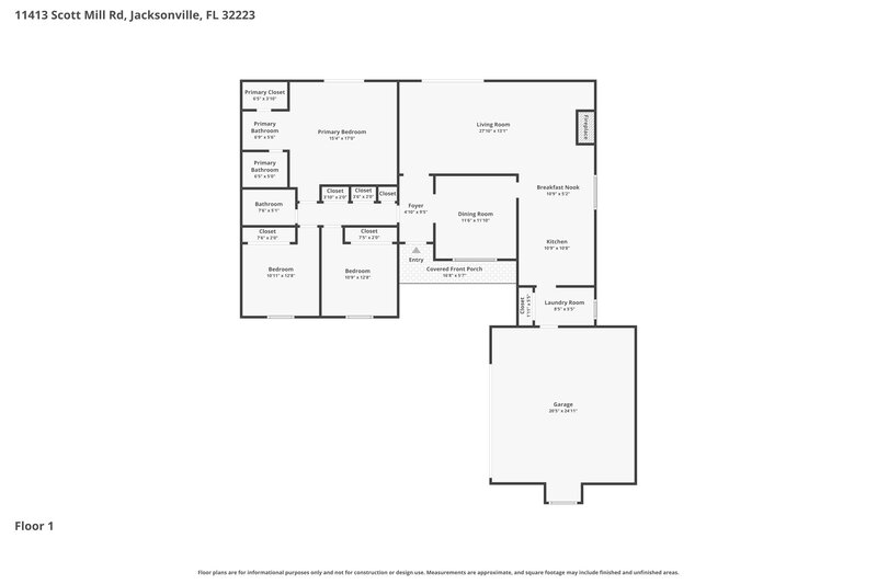 2,330/Mo, 11413 Scott Mill Rd Jacksonville, FL 32223 Floor Plan View