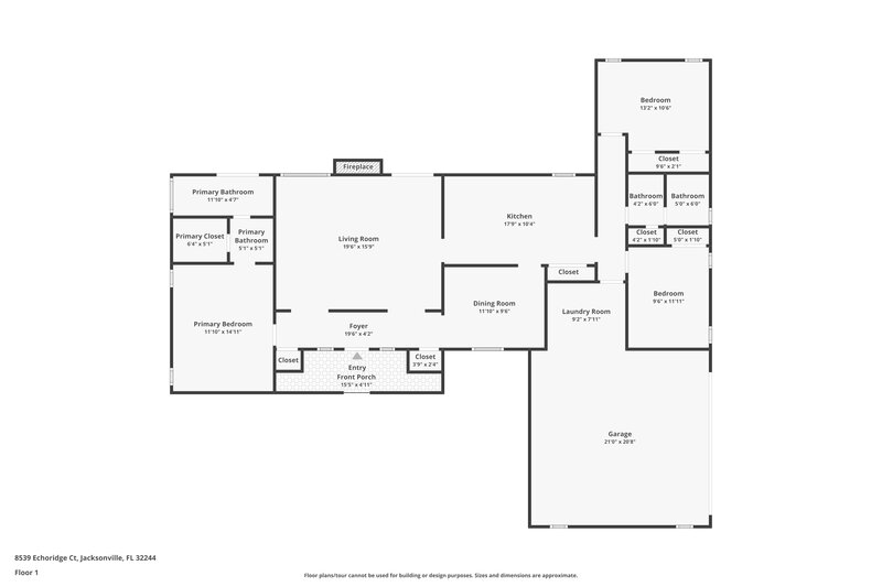 1,700/Mo, 8539 Echoridge Ct Jacksonville, FL 32244 Floor Plan View