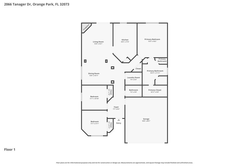 1,965/Mo, 2066 Tanager Dr Orange Park, FL 32073 Floor Plan View