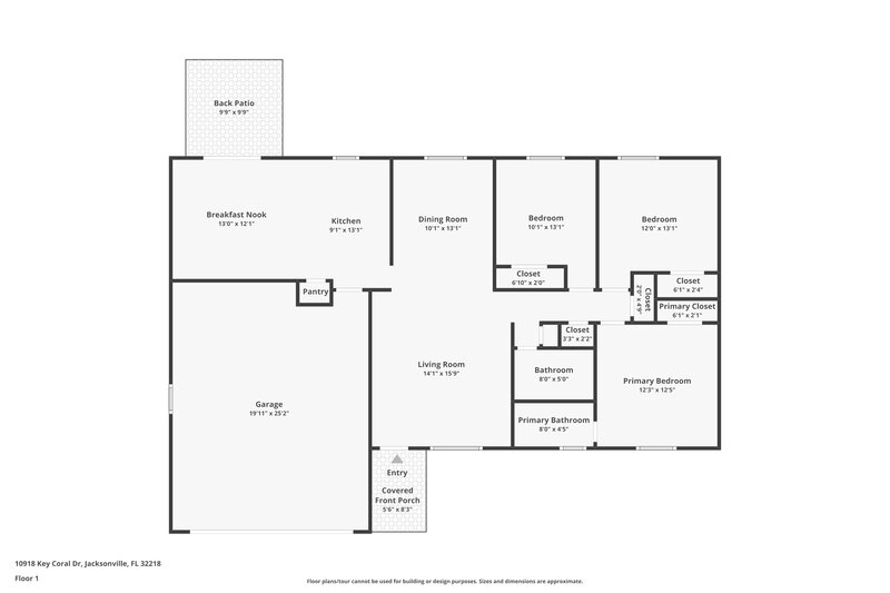 1,670/Mo, 10918 Key Coral Dr Jacksonville, FL 32218 Floor Plan View
