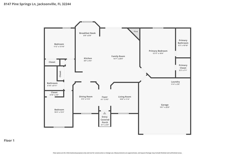 1,960/Mo, 8147 Pine Springs Ln Jacksonville, FL 32244 Floor Plan View