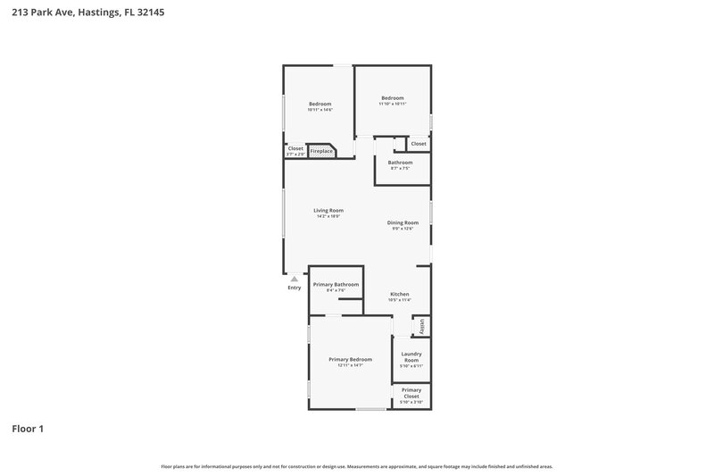 1,740/Mo, 213 Park Ave Hastings, FL 32145 Floor Plan View
