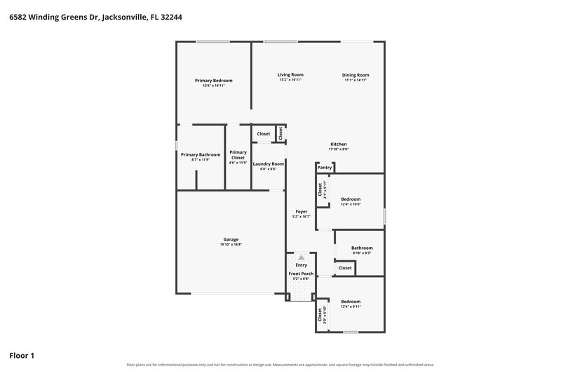 2,035/Mo, 6582 Winding Greens Dr Jacksonville, FL 32244 Floor Plan View