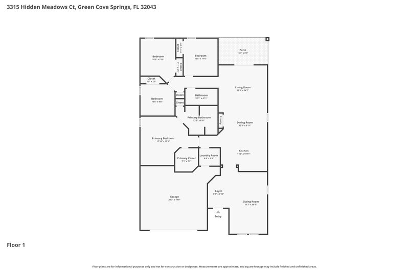 2,035/Mo, 3315 Hidden Meadows Ct Green Cove Springs, FL 32043 Floor Plan View