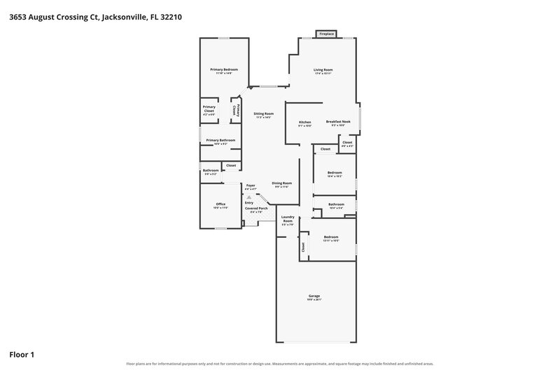 1,895/Mo, 3653 August Crossing Ct Jacksonville, FL 32210 Floor Plan View