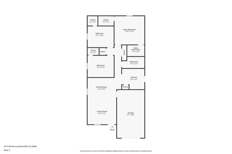 1,515/Mo, 2111 5th Ave Jacksonville, FL 32208 Floor Plan View