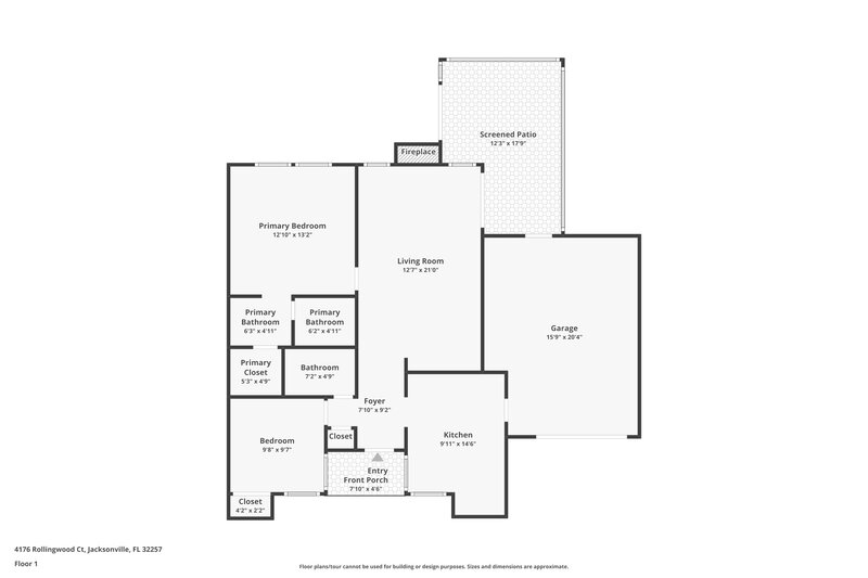1,620/Mo, 4176 Rollingwood Ct Jacksonville, FL 32257 Floor Plan View