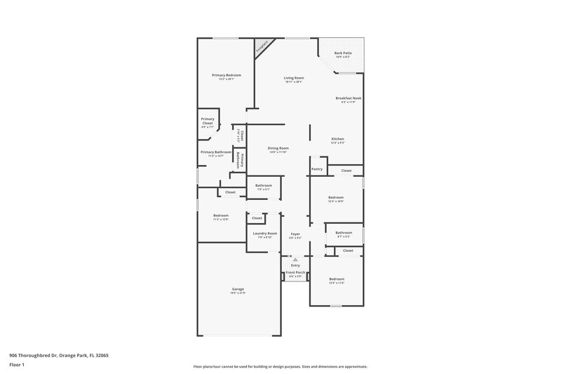 2,175/Mo, 906 Thoroughbred Dr Orange Park, FL 32065 Floor Plan View