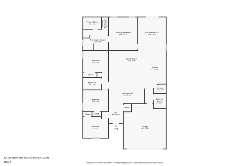 2,070/Mo, 6216 Sandler Chase Trl Jacksonville, FL 32222 Floor Plan View