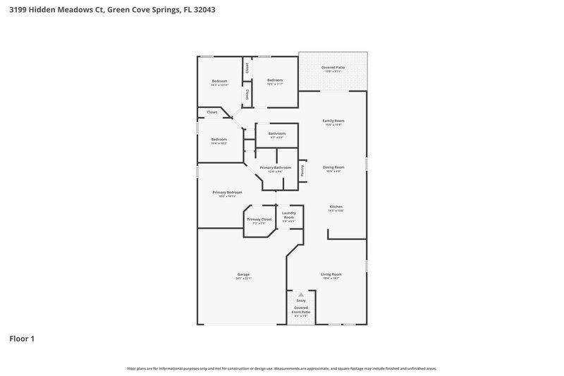 2,035/Mo, 3199 Hidden Meadows Ct Green Cove Springs, FL 32043 Floor Plan View