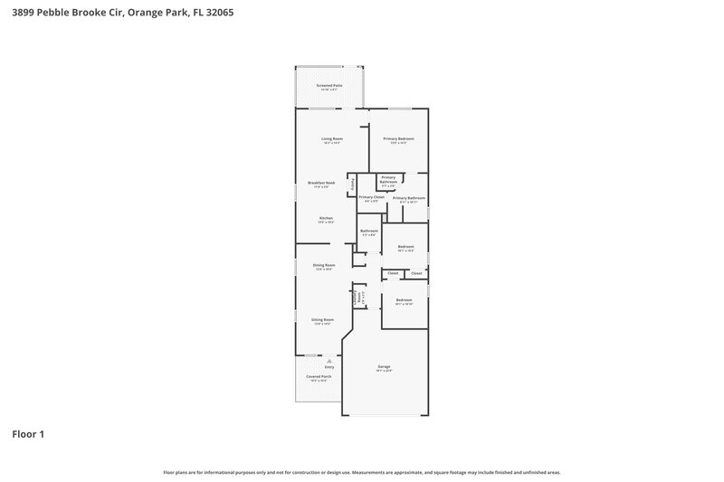 1,990/Mo, 3899 Pebble Brooke Cir Orange Park, FL 32065 Floor Plan View