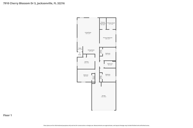 2,650/Mo, 7910 Cherry Blossom Dr S Jacksonville, FL 32216 Floorplan View